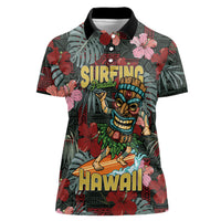 Hawaii Tiki Surfing Women Polo Shirt Mele Kalikimaka i Iulai! LT9 Female Black - Polynesian Pride
