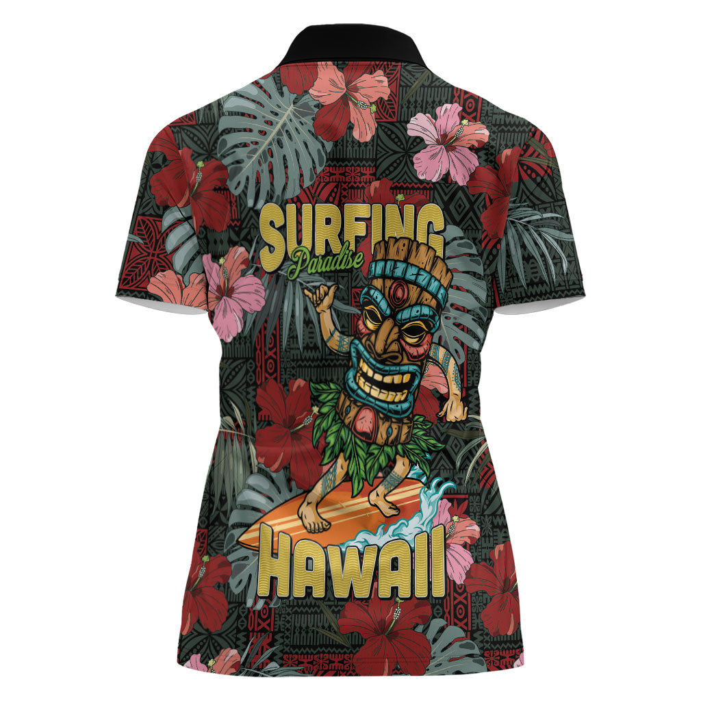 Hawaii Tiki Surfing Women Polo Shirt Mele Kalikimaka i Iulai! LT9 - Polynesian Pride