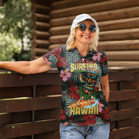 Hawaii Tiki Surfing Women Polo Shirt Mele Kalikimaka i Iulai! LT9 - Polynesian Pride