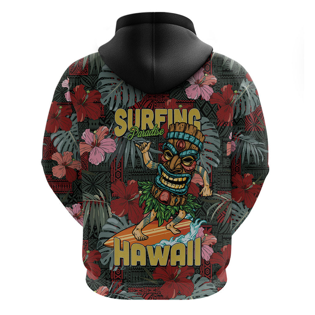 Hawaii Tiki Surfing Zip Hoodie Mele Kalikimaka i Iulai! LT9 - Polynesian Pride