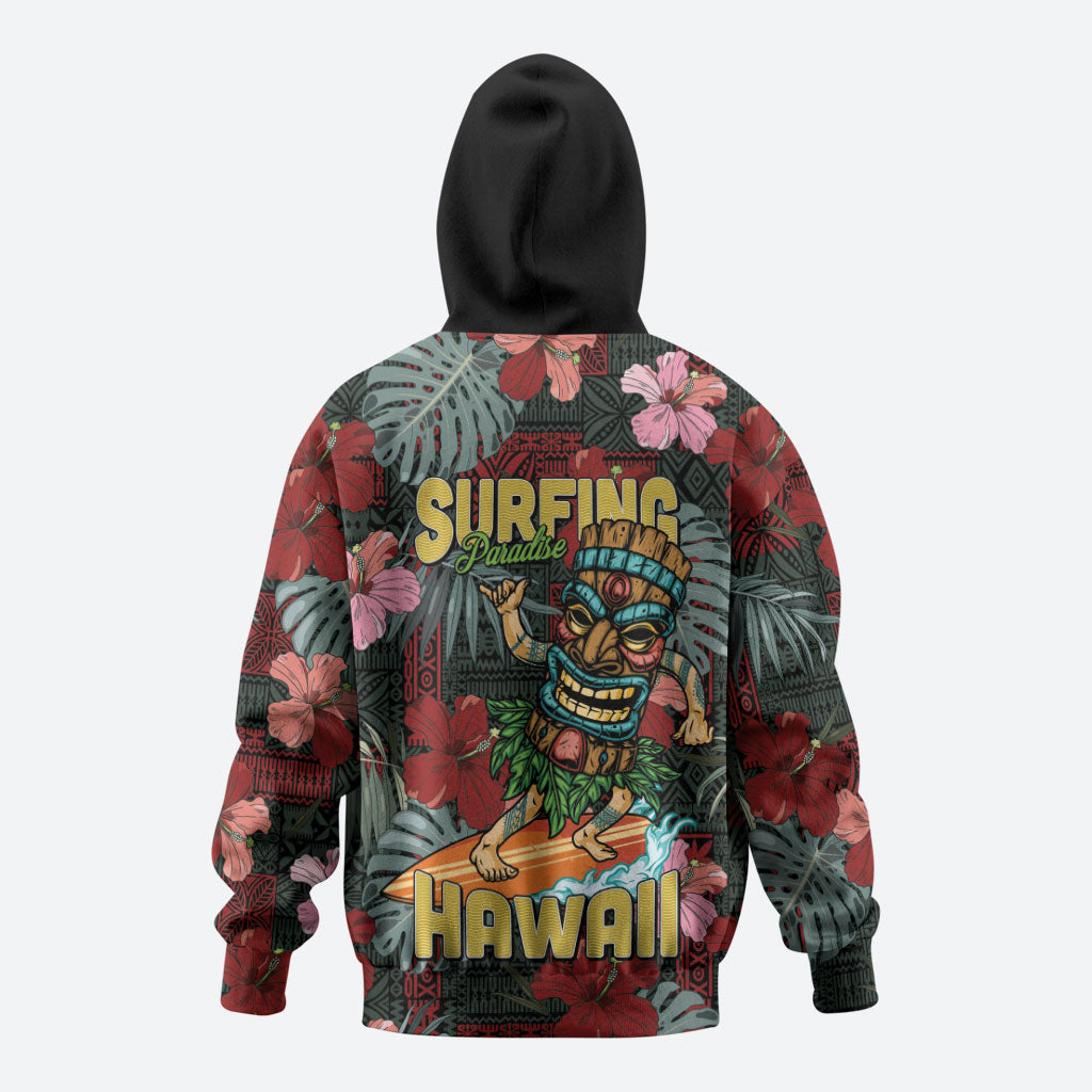 Hawaii Tiki Surfing Zip Hoodie Mele Kalikimaka i Iulai! LT9 - Polynesian Pride