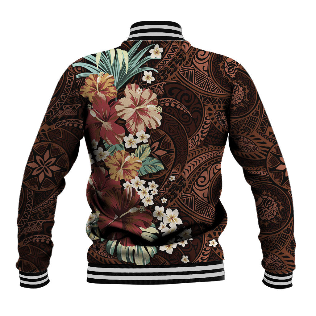 Kanoa Hawai'i Hibiscus Baseball Jacket Polynesian Tribal Tattoo Pattern Floral Elements LT9 - Polynesian Pride