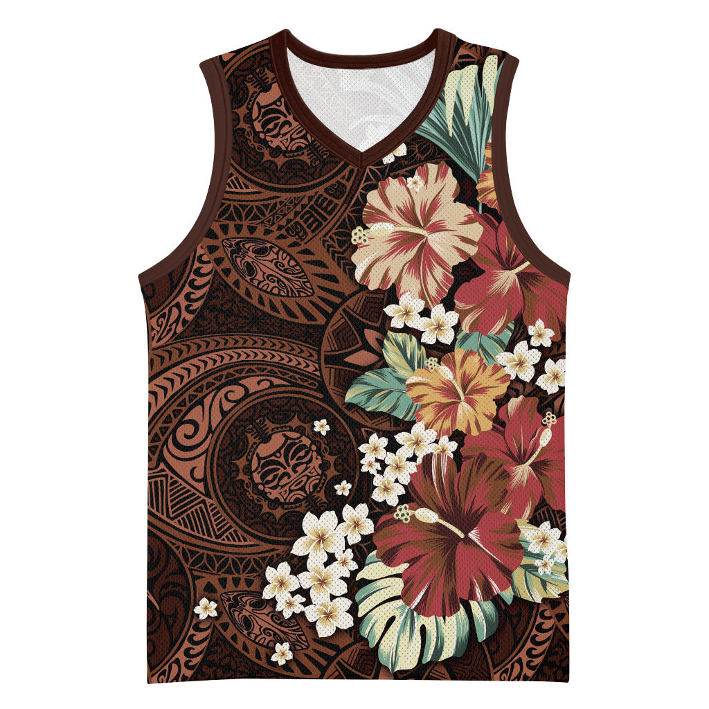 Kanoa Hawai'i Hibiscus Basketball Jersey Polynesian Tribal Tattoo Pattern Floral Elements