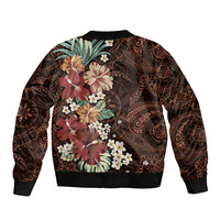 Kanoa Hawai'i Hibiscus Bomber Jacket Polynesian Tribal Tattoo Pattern Floral Elements LT9 - Polynesian Pride