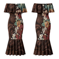 Kanoa Hawai'i Hibiscus Couples Matching Mermaid Dress and Hawaiian Shirt Polynesian Tribal Tattoo Pattern Floral Elements LT9 - Polynesian Pride