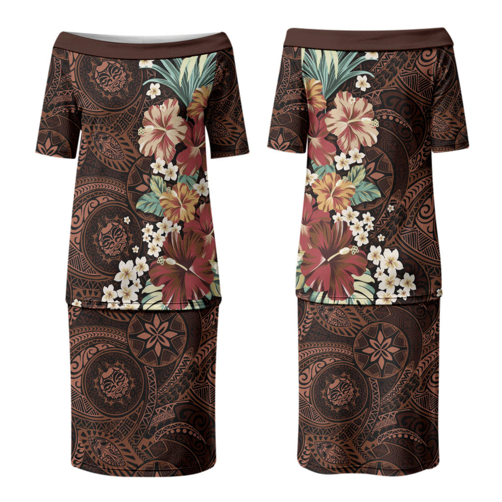 Kanoa Hawai'i Hibiscus Couples Matching Puletasi and Hawaiian Shirt Polynesian Tribal Tattoo Pattern Floral Elements LT9 - Polynesian Pride