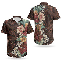 Kanoa Hawai'i Hibiscus Couples Matching Tank Maxi Dress and Hawaiian Shirt Polynesian Tribal Tattoo Pattern Floral Elements LT9 - Polynesian Pride