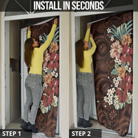 Kanoa Hawai'i Hibiscus Door Cover Polynesian Tribal Tattoo Pattern Floral Elements