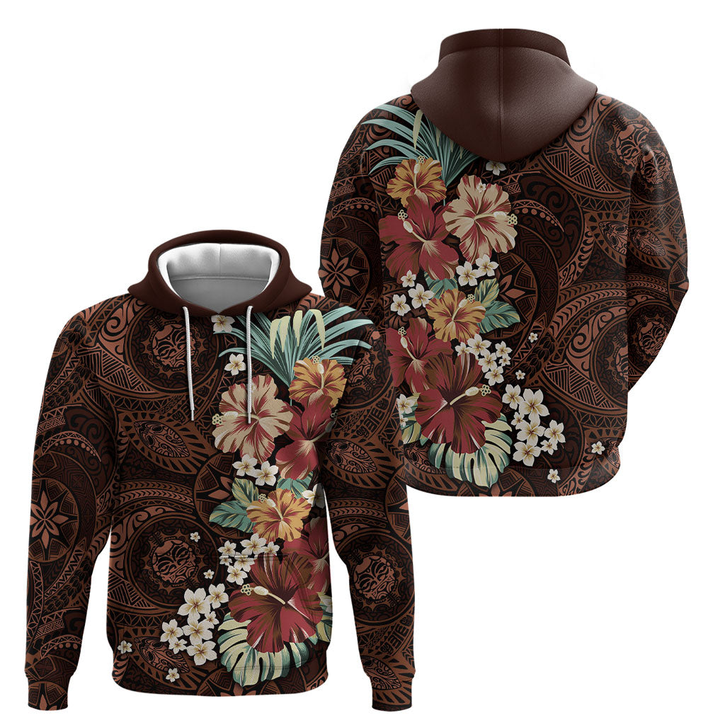 Kanoa Hawai'i Hibiscus Hoodie Polynesian Tribal Tattoo Pattern Floral Elements