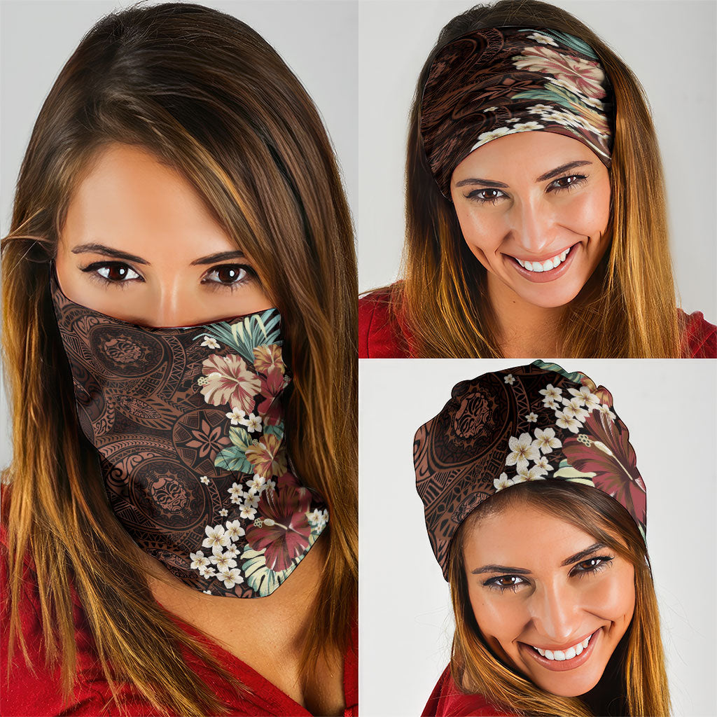 Kanoa Hawai'i Hibiscus Neck Gaiter Polynesian Tribal Tattoo Pattern Floral Elements