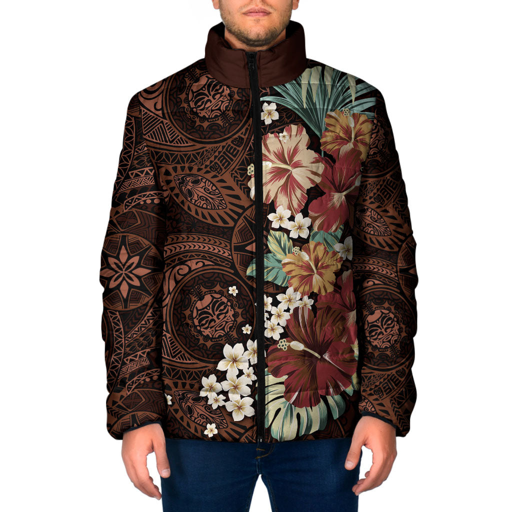 Kanoa Hawai'i Hibiscus Padded Jacket Polynesian Tribal Tattoo Pattern Floral Elements