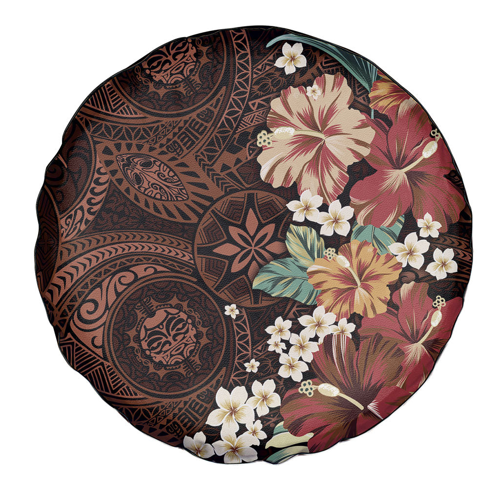Kanoa Hawai'i Hibiscus Spare Tire Cover Polynesian Tribal Tattoo Pattern Floral Elements