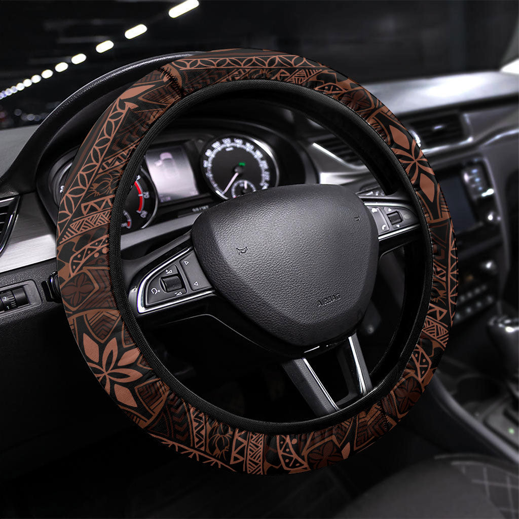 Kanoa Hawai'i Hibiscus Steering Wheel Cover Polynesian Tribal Tattoo Pattern Floral Elements