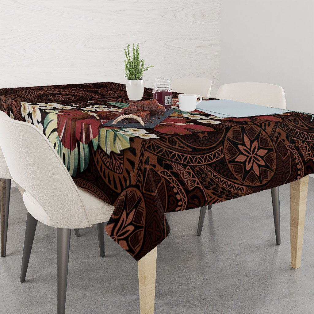 Kanoa Hawai'i Hibiscus Tablecloth Polynesian Tribal Tattoo Pattern Floral Elements