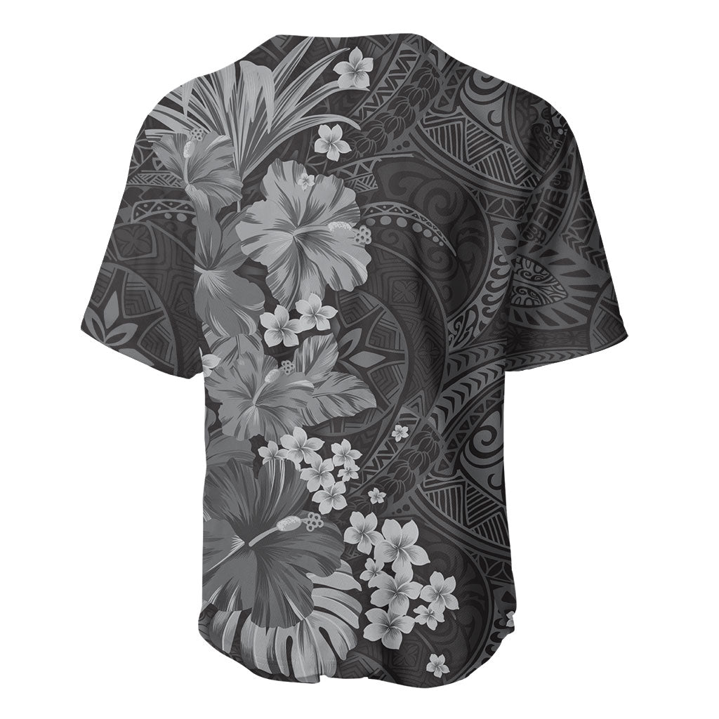 Pauli Hawai'i Hibiscus Baseball Jersey Polynesian Tribal Tattoo Pattern Floral Elements