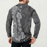 Pauli Hawai'i Hibiscus Button Sweatshirt Polynesian Tribal Tattoo Pattern Floral Elements