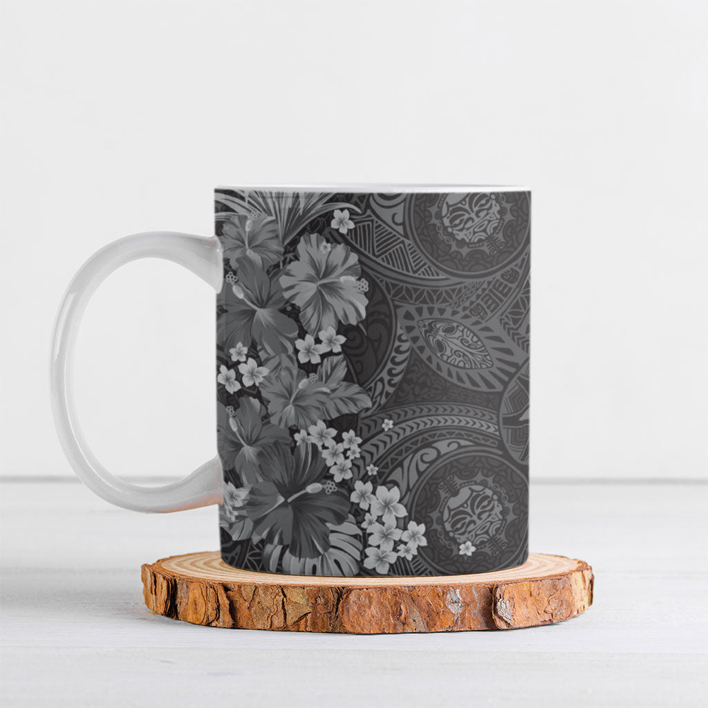 Pauli Hawai'i Hibiscus Ceramic Mug Polynesian Tribal Tattoo Pattern Floral Elements