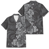 Pauli Hawai'i Hibiscus Family Matching Mermaid Dress and Hawaiian Shirt Polynesian Tribal Tattoo Pattern Floral Elements LT9 Dad's Shirt - Short Sleeve Soft Black - Polynesian Pride