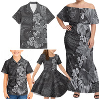 Pauli Hawai'i Hibiscus Family Matching Off Shoulder Maxi Dress and Hawaiian Shirt Polynesian Tribal Tattoo Pattern Floral Elements LT9 - Polynesian Pride