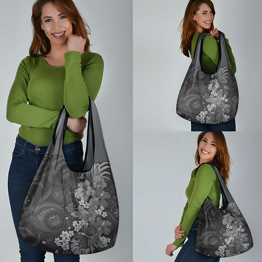 Pauli Hawai'i Hibiscus Grocery Bag Polynesian Tribal Tattoo Pattern Floral Elements