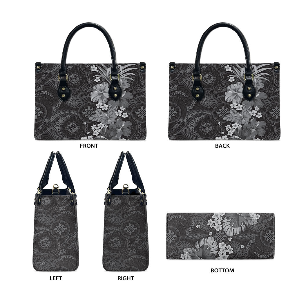 Pauli Hawai'i Hibiscus Leather Bag Polynesian Tribal Tattoo Pattern Floral Elements