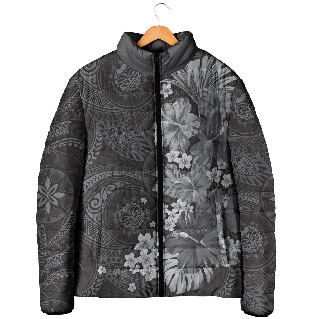 Pauli Hawai'i Hibiscus Padded Jacket Polynesian Tribal Tattoo Pattern Floral Elements