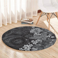Pauli Hawai'i Hibiscus Round Carpet Polynesian Tribal Tattoo Pattern Floral Elements