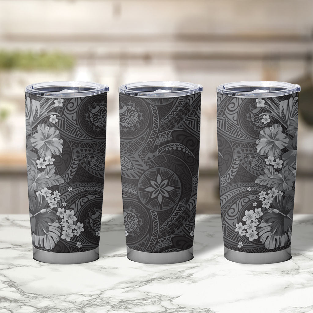 Pauli Hawai'i Hibiscus Tumbler Cup Polynesian Tribal Tattoo Pattern Floral Elements