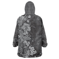 Pauli Hawai'i Hibiscus Wearable Blanket Hoodie Polynesian Tribal Tattoo Pattern Floral Elements