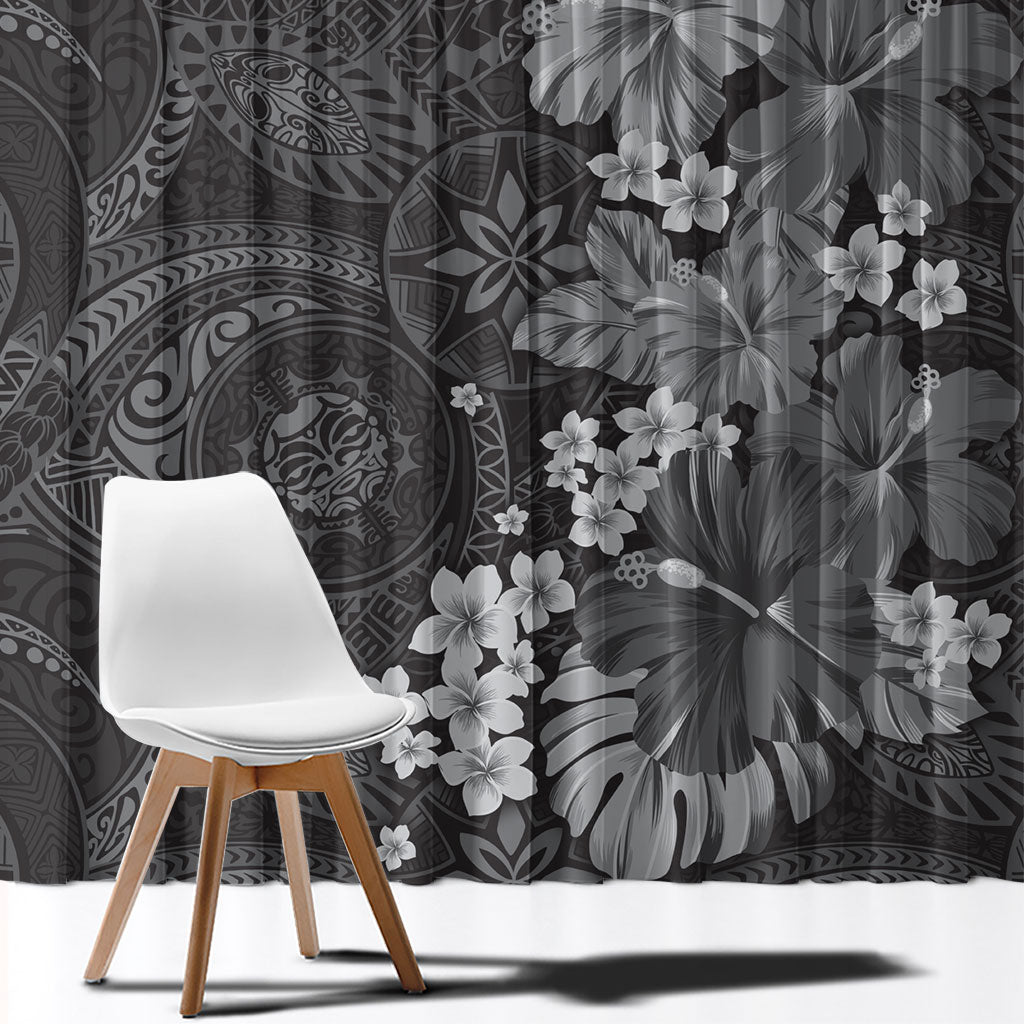 Pauli Hawai'i Hibiscus Window Curtain Polynesian Tribal Tattoo Pattern Floral Elements