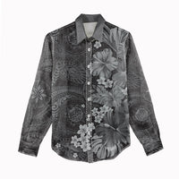 Pauli Hawai'i Hibiscus Women Casual Shirt Polynesian Tribal Tattoo Pattern Floral Elements