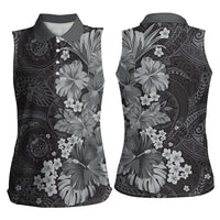 Pauli Hawai'i Hibiscus Women Sleeveless Polo Shirt Polynesian Tribal Tattoo Pattern Floral Elements LT9 - Polynesian Pride
