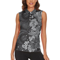 Pauli Hawai'i Hibiscus Women Sleeveless Polo Shirt Polynesian Tribal Tattoo Pattern Floral Elements LT9 - Polynesian Pride