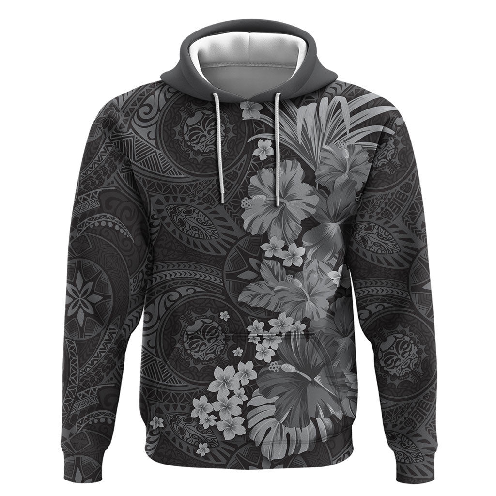 Pauli Hawai'i Hibiscus Zip Hoodie Polynesian Tribal Tattoo Pattern Floral Elements