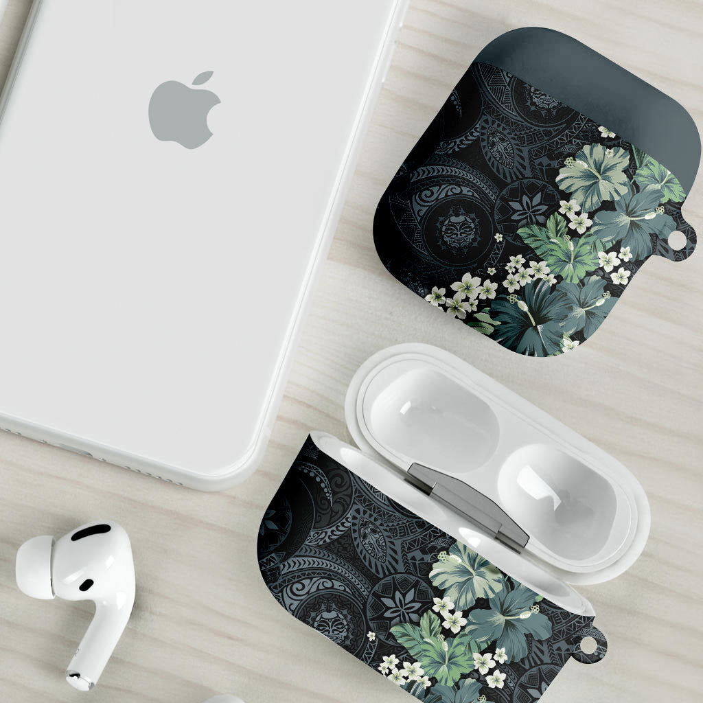 Pauliuli Hawai'i Hibiscus AirPods Case Polynesian Tribal Tattoo Pattern Floral Elements