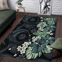 Pauliuli Hawai'i Hibiscus Area Rug Polynesian Tribal Tattoo Pattern Floral Elements