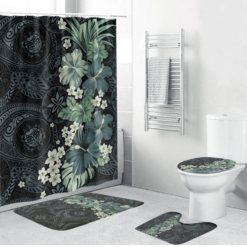Pauliuli Hawai'i Hibiscus Bathroom Set Polynesian Tribal Tattoo Pattern Floral Elements