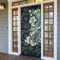 Pauliuli Hawai'i Hibiscus Door Cover Polynesian Tribal Tattoo Pattern Floral Elements