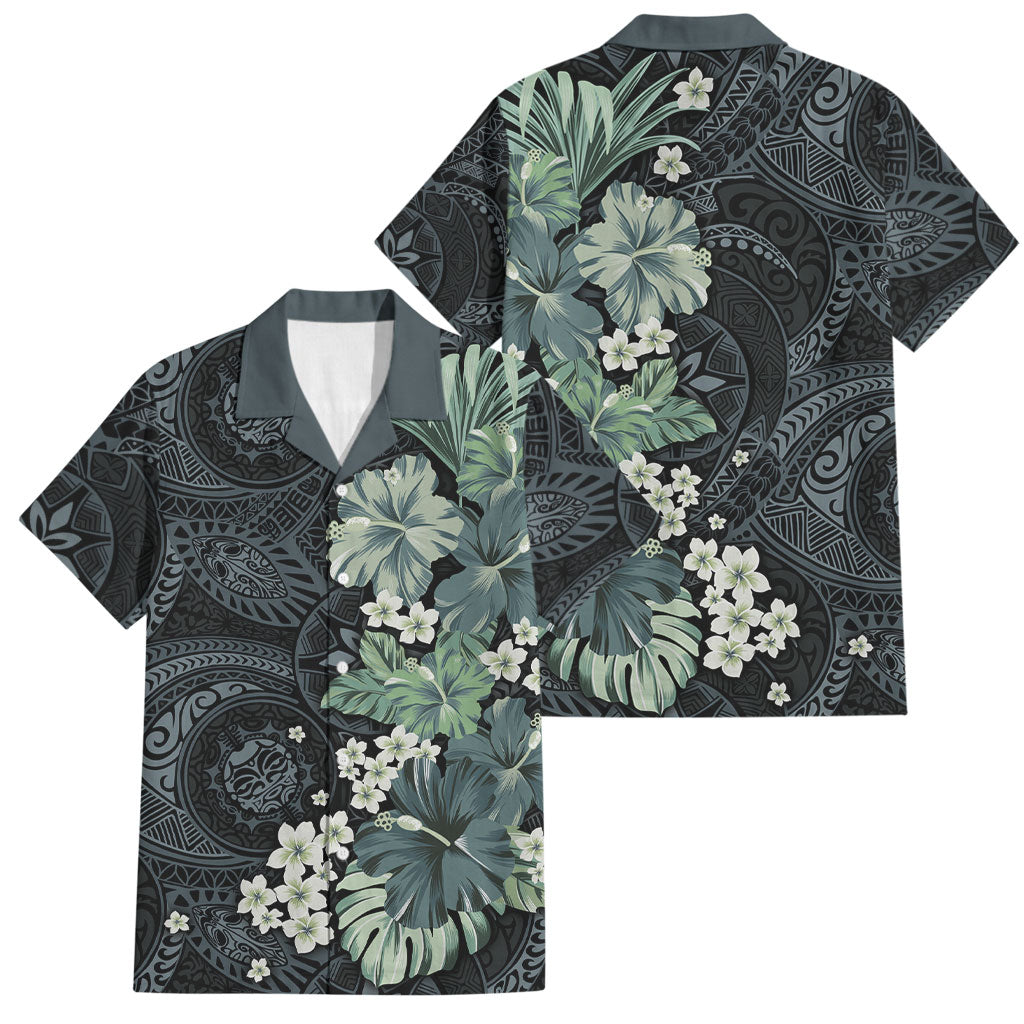Pauliuli Hawai'i Hibiscus Family Matching Mermaid Dress and Hawaiian Shirt Polynesian Tribal Tattoo Pattern Floral Elements