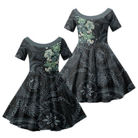 Pauliuli Hawai'i Hibiscus Family Matching Summer Maxi Dress and Hawaiian Shirt Polynesian Tribal Tattoo Pattern Floral Elements