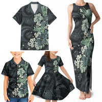 Pauliuli Hawai'i Hibiscus Family Matching Tank Maxi Dress and Hawaiian Shirt Polynesian Tribal Tattoo Pattern Floral Elements LT9 - Polynesian Pride