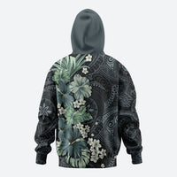Pauliuli Hawai'i Hibiscus Hoodie Polynesian Tribal Tattoo Pattern Floral Elements