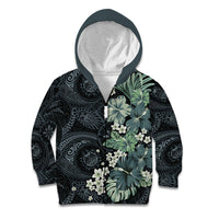 Pauliuli Hawai'i Hibiscus Kid Hoodie Polynesian Tribal Tattoo Pattern Floral Elements