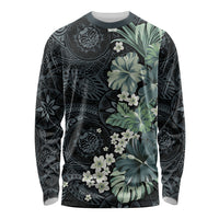 Pauliuli Hawai'i Hibiscus Long Sleeve Shirt Polynesian Tribal Tattoo Pattern Floral Elements