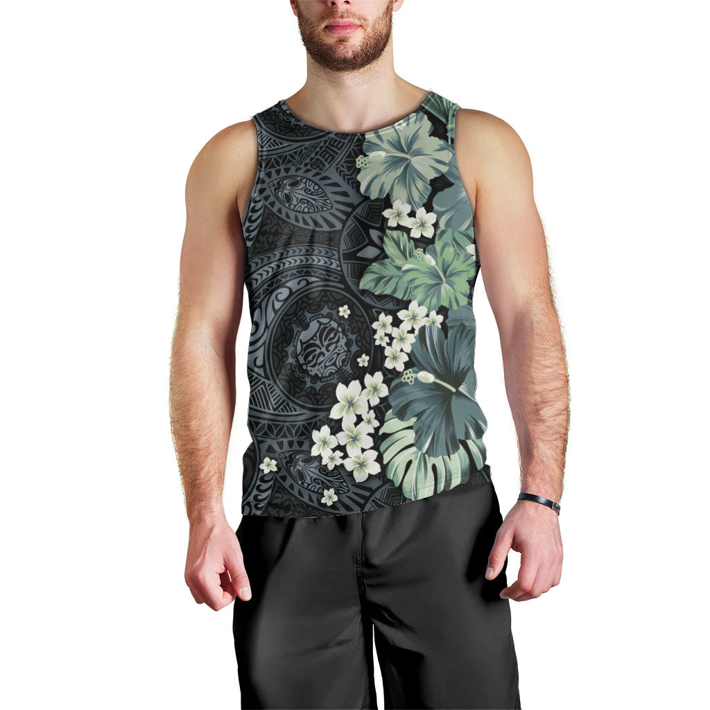 Pauliuli Hawai'i Hibiscus Men Tank Top Polynesian Tribal Tattoo Pattern Floral Elements