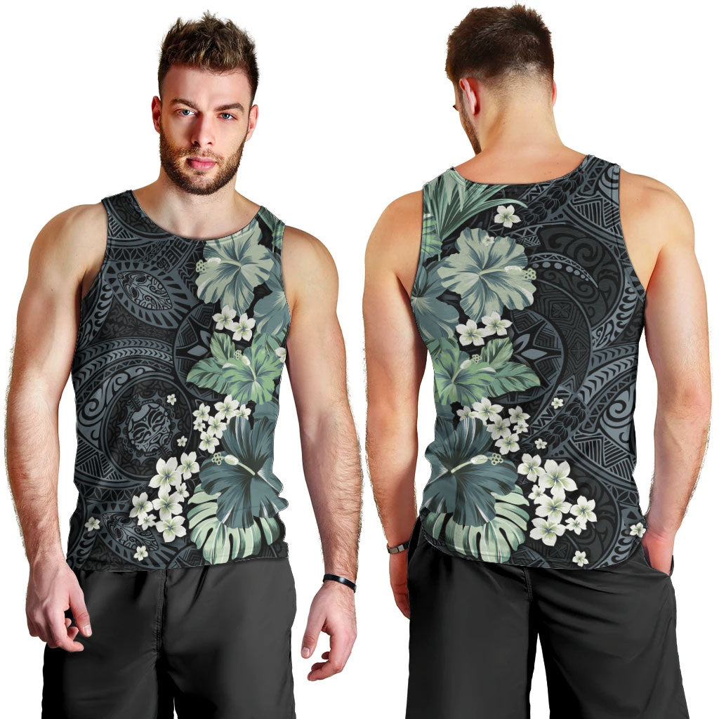 Pauliuli Hawai'i Hibiscus Men Tank Top Polynesian Tribal Tattoo Pattern Floral Elements