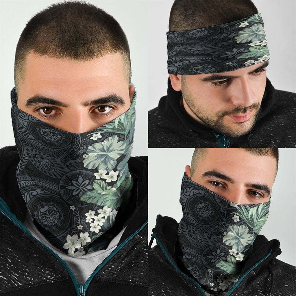 Pauliuli Hawai'i Hibiscus Neck Gaiter Polynesian Tribal Tattoo Pattern Floral Elements