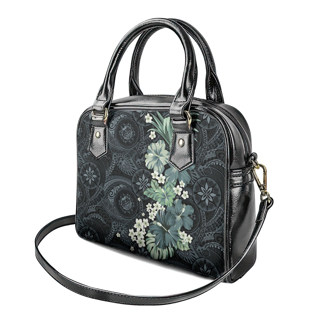 Pauliuli Hawai'i Hibiscus Shoulder Handbag Polynesian Tribal Tattoo Pattern Floral Elements