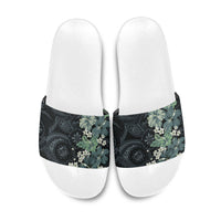 Pauliuli Hawai'i Hibiscus Slide Sandals Polynesian Tribal Tattoo Pattern Floral Elements