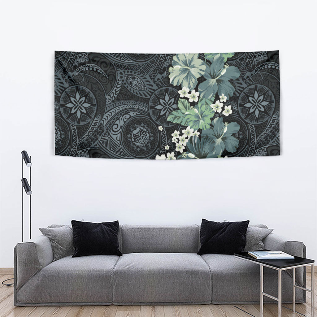 Pauliuli Hawai'i Hibiscus Tapestry Polynesian Tribal Tattoo Pattern Floral Elements
